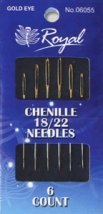 Chenille 18/22 (6шт) Набір голок для вишивання стрічками із золотим вушком Royal (Японія)