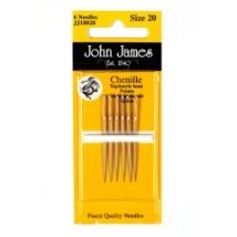 Chenille №20 (6шт) Набор игл для вышивки лентами John James (Англия)