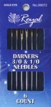 Darners 3/0&1/0 (6шт) Набір штопальних голок із золотим вушком Royal (Японія)
