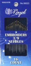 Embroidery 3/9 (16шт) Набір голок для вишивання гладдю із золотим вушком Royal (Японія)