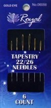 Tapestry 22/26 (6шт) Набір гобеленових голок для вишивання із золотим вушком Royal (Японія)