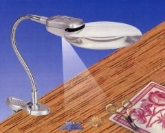 Лупа з гнучким тримачем, затискачем та підсвіткою