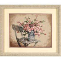 Набір для вишивання хрестиком "Троянди на білому стільці//Roses on White Chair" DIMENSIONS 35187