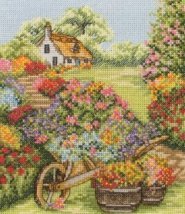 Набор для вышивания "Тачка с цветами (Floral Wheelbarrow)" ANCHOR