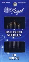 Ballpoint (10шт) Набір голок для шиття із золотим вушком Royal (Японія)