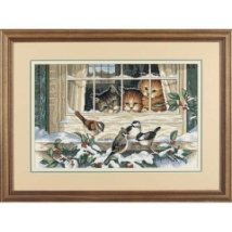Набор для вышивания крестом "Три наблюдателя//Three Bird Watchers" DIMENSIONS 03839
