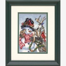 Набор для вышивания крестом "Снеговик и олень//Snowman & Reindeer" DIMENSIONS 08824