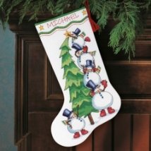 Набор для вышивания крестом "Снеговики и елка//Trimming the Tree Stocking" DIMENSIONS 08820