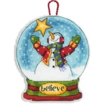 Набір для вишивання хрестиком "Прикраса Снігова куля Віра //Believe Snow Globe Ornament" DIMENSIONS 70-08904