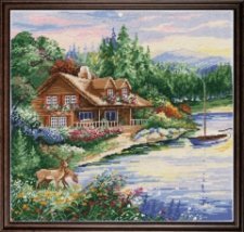 Набір для вишивання хрестиком "Lakeside Cabin//Дім на берегу озера" Design Works