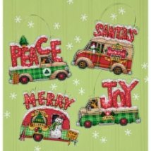 Набір для вишивання хрестиком "Святкові вантажівочки//Holiday Truck Ornaments" DIMENSIONS 70-08974