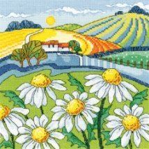 Набір для вишивання хрестиком "Поле ромашок//Daisy Landscape" Heritage Crafts