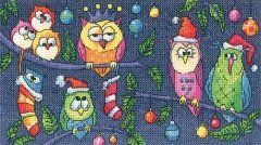 Набір для вишивання хрестиком "Різдвяні сови//Christmas Owls" Heritage Crafts