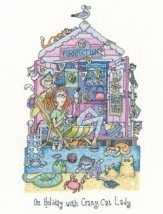 Набір для вишивання хрестиком "У відпустку з Crazy Cat Lady//On Holiday with Crazy Cat Lady" Heritage Crafts