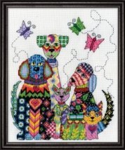 Набір для вишивання хрестиком "Patchwork Dogs//Собаки в стилі Петчворк" Design Works