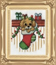 Набір для вишивання хрестиком "Puppy in Stocking//Цуценя в панчосі" Design Works