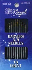 Darners 3/9 (10шт) Набір штопальних голок із золотим вушком Royal (Японія)