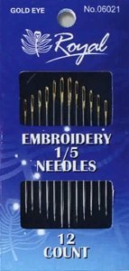 Embroidery 1/5 (12шт) Набор игл для вышивания гладью с золотым ушком Royal (Япония)