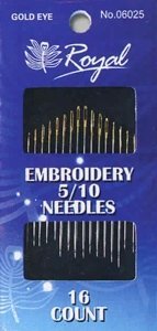 Embroidery 5/10 (16шт) Набор игл для вышивания гладью с золотым ушком Royal (Япония)