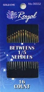Betweens 1/5 (16шт) Набор полудлинных игл для шитья с золотым ушком Royal (Япония)