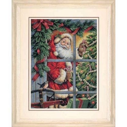 Набір для вишивання хрестиком "Цукерочка для Санти//Candy Cane Santa" DIMENSIONS 08734
