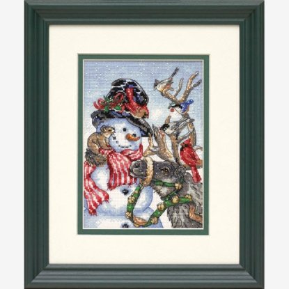 Набор для вышивания крестом "Снеговик и олень//Snowman & Reindeer" DIMENSIONS 08824