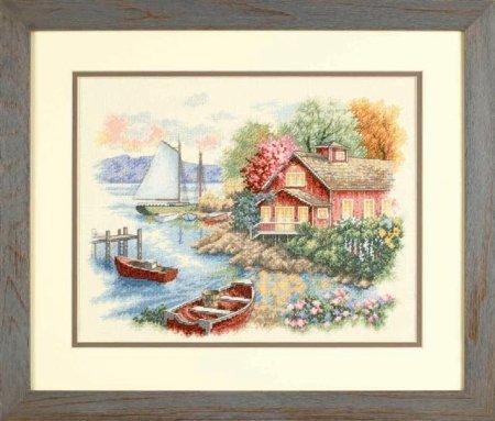 Набір для вишивання хрестиком "Спокійний дім біля озера//Peaceful Lake House" DIMENSIONS 35230