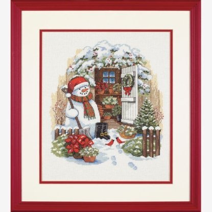 Набір для вишивання хрестиком "Садовий сніговик//Garden Shed Snowman" DIMENSIONS 08817