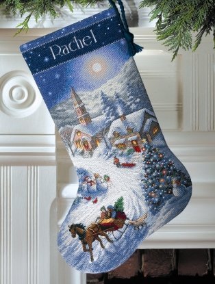 Набір для вишивання хрестиком "Поїздка в сутінках//Sleigh Ride at Dusk Stocking" DIMENSIONS 08712