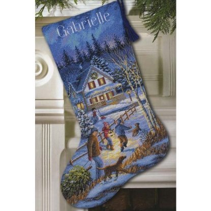 Набір для вишивання хрестиком "Різдвяні веселощі//Christmas Eve Fun Stocking" DIMENSIONS 08805