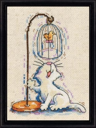 Набір для вишивання хрестиком "Birdcage Cat//Кіт і пташка" Design Works