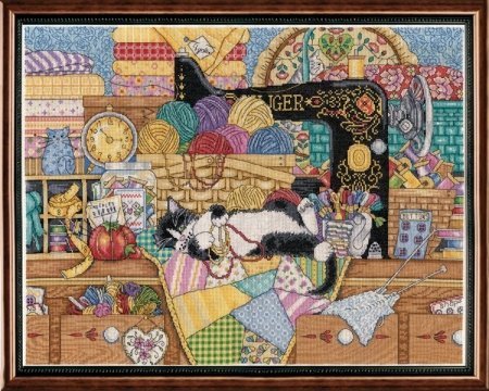 Набір для вишивання хрестиком "Kitty Sewing Lesson//Урок шиття" Design Works