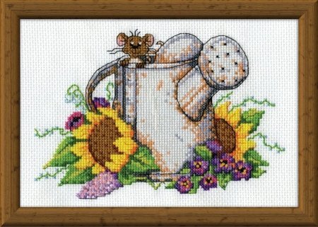 Набор для вышивания крестом "Watering Can Mouse//Лейка для мышки" Design Works