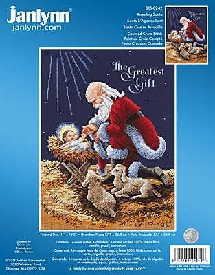 Набір для вишивання хрестиком "Kneeling Santa//Санта на колінах" Janlynn