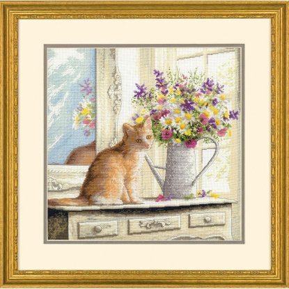 Набір для вишивання хрестиком "Кошеня у вікні//Kitten in the Window" DIMENSIONS 70-35359