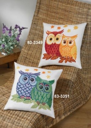 Набор для вышивания "Совы голубая и зеленая (Owls blue/green)" PERMIN