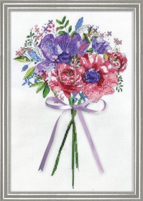 Набір для вишивання хрестиком "Flowers and Lace//Букет зі стрічкою" Design Works