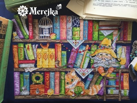 Набір для вишивання хрестиком "Книжкова полиця" Мережка