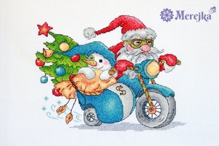 Набір для вишивання хрестиком "Різдвяні перегони" Мережка