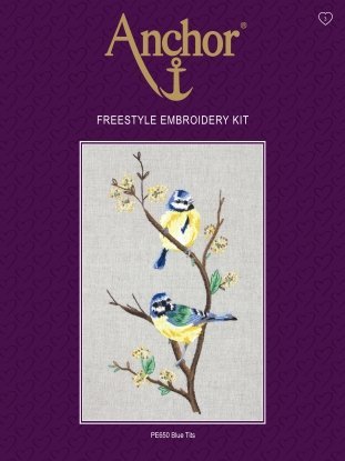 Набір для вишивання Гладь "Сині пташечки (Blue Tits)" ANCHOR