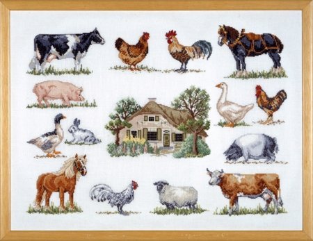 Набор для вышивания "Животные на ферме (Animals at the farm)" PERMIN
