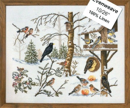 Набір для вишивання "Птахи біля годівниці (Eating birds)" Eva Rosenstand