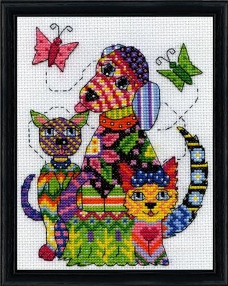 Набір для вишивання хрестиком "Patchwork Dogs//Собаки в стилі Петчворк" Design Works