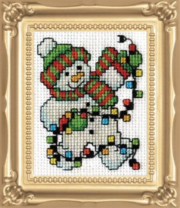 Набір для вишивання хрестиком "Snowman Lights//Гирлянда і сніговик" Design Works