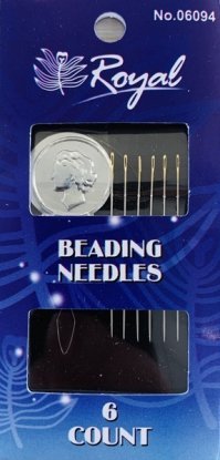 Beading 12 (6шт+нитковдівач) Набір голок для бісеру із золотим вушком Royal (Японія)