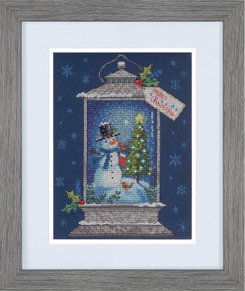 Набір для вишивання хрестиком "Snowman Lantern//Ліхтар із сніговиком" DIMENSIONS